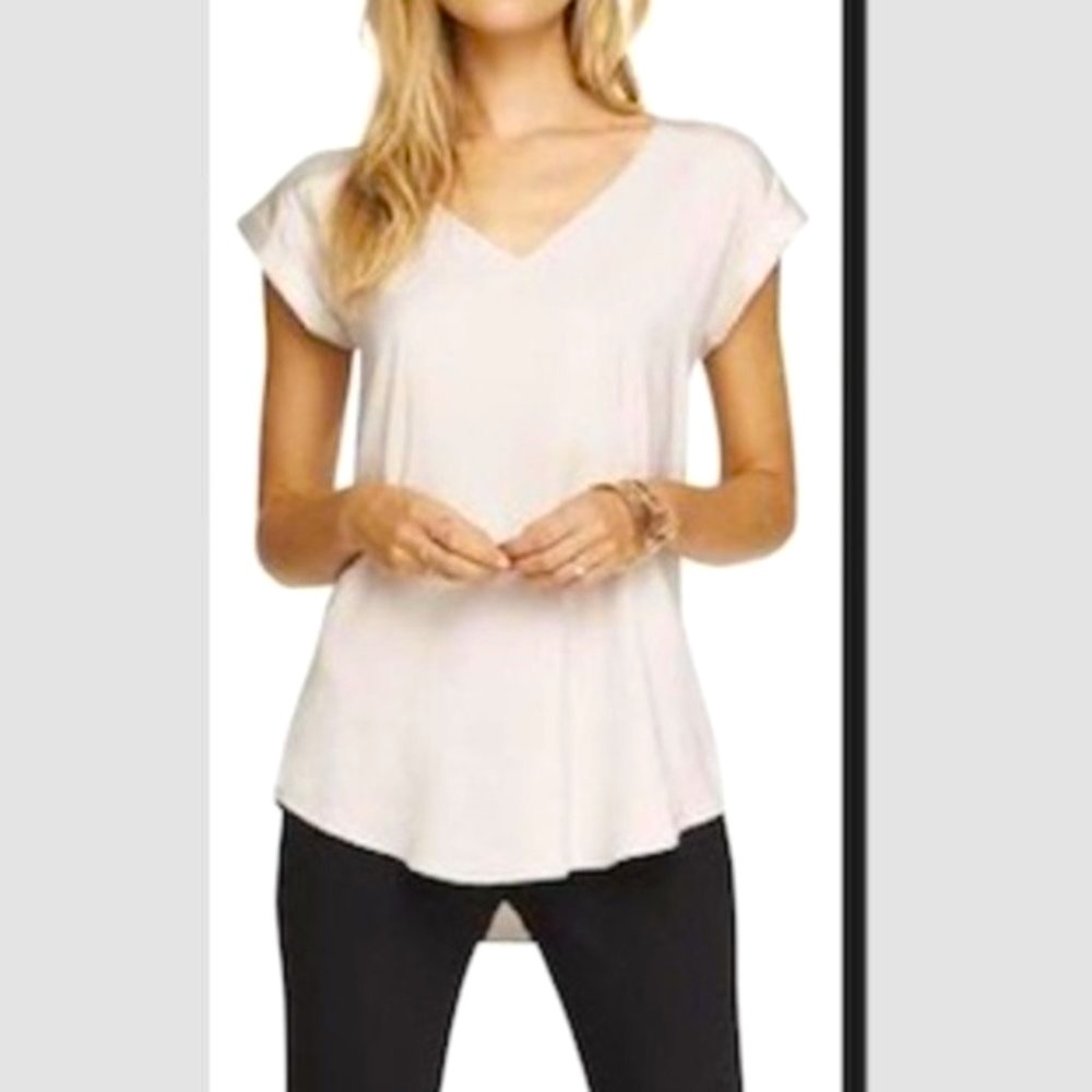 Express Silky‎ V-neck Roll Sleeve Blouse Silky Soft